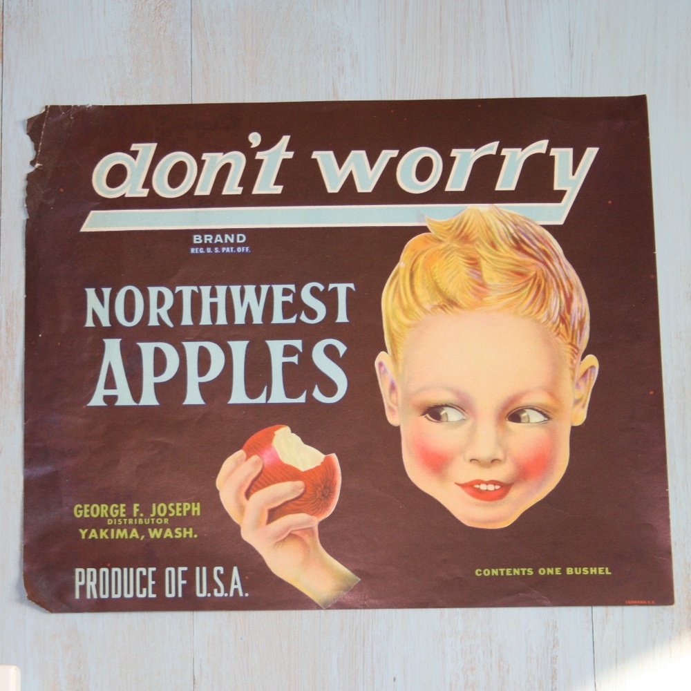 Original 1920's Apple Crate Label